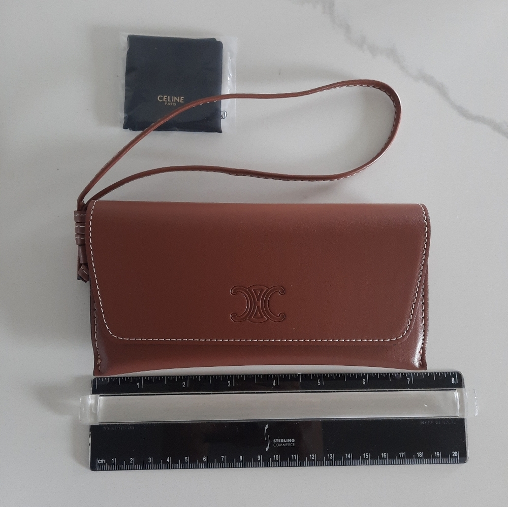 Celine Phone Or Eyeglass Case In Tan. Wristlet Style.